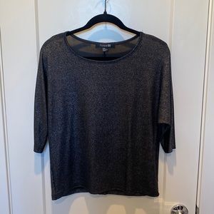 Sparkly Metallic Black Forever 21 Cropped Sleeve Top